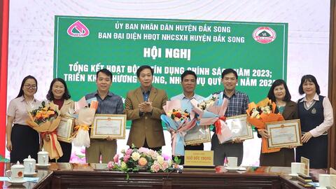 Ban đại diện HĐQT NHCSXH huyện Đắk Song tổ chức Hội nghị tổng kết hoạt động tín dụng chính sách năm 2023; triển khai phương hướng, nhiệm vụ quý I và năm 2024.